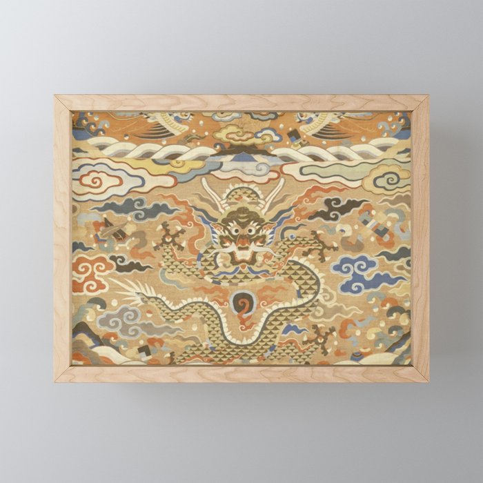 Antique 17th Century Golden Chinese Dragon Mini Art Print Gallery Image 1