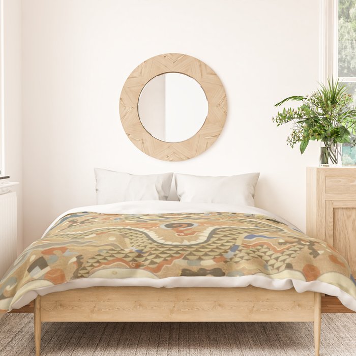 Antique 17th Century Golden Chinese Dragon Duvet Cover Gallery Image 3