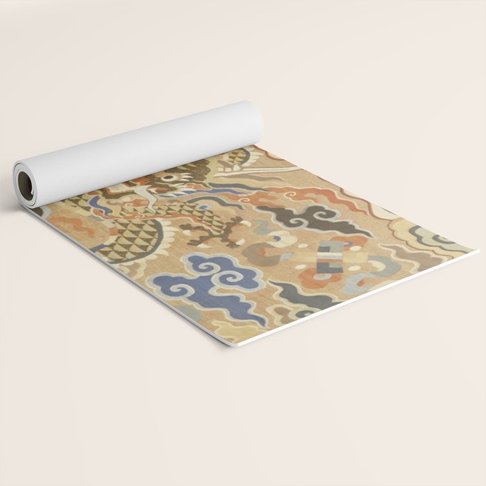 Antique 17th Century Golden Chinese Dragon Yoga Mat Gallery Image 2