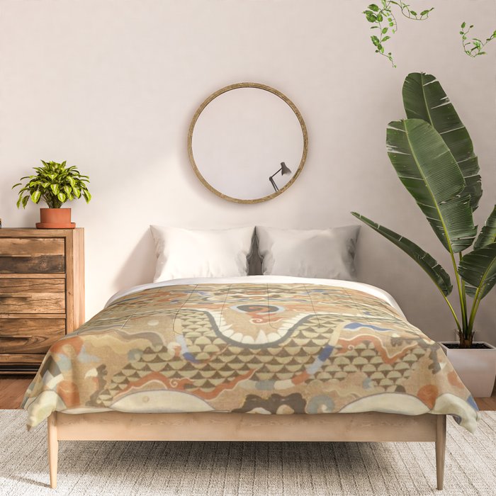 Antique 17th Century Golden Chinese Dragon Comforter Gallery Image 3