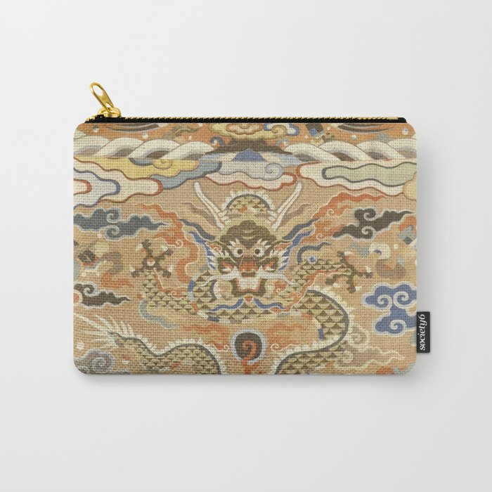Antique 17th Century Golden Chinese Dragon Carry All Pouch Gallery Image 1