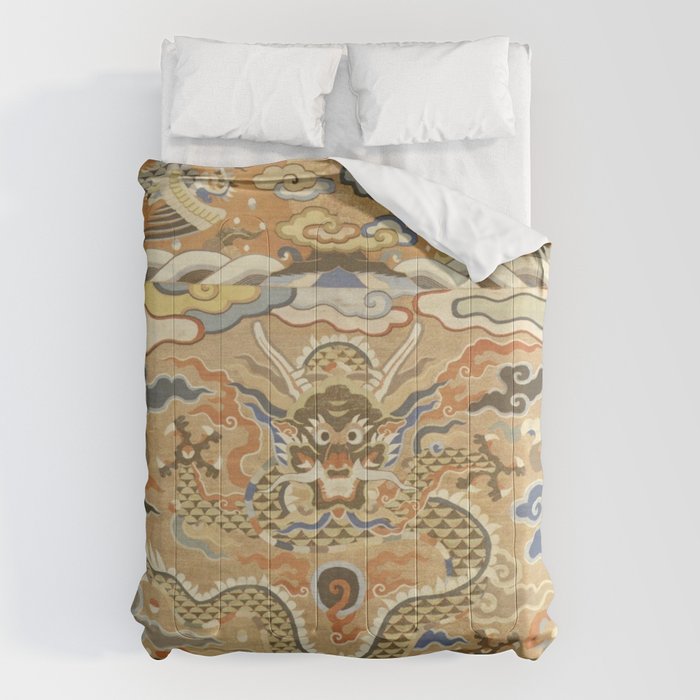 Antique 17th Century Golden Chinese Dragon Comforter Gallery Image 6