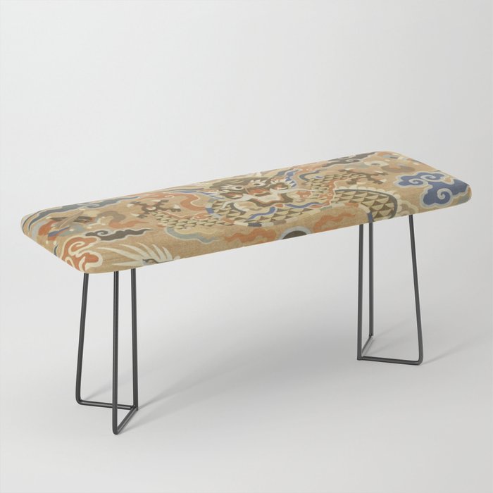 Antique 17th Century Golden Chinese Dragon Bench Gallery Image 1