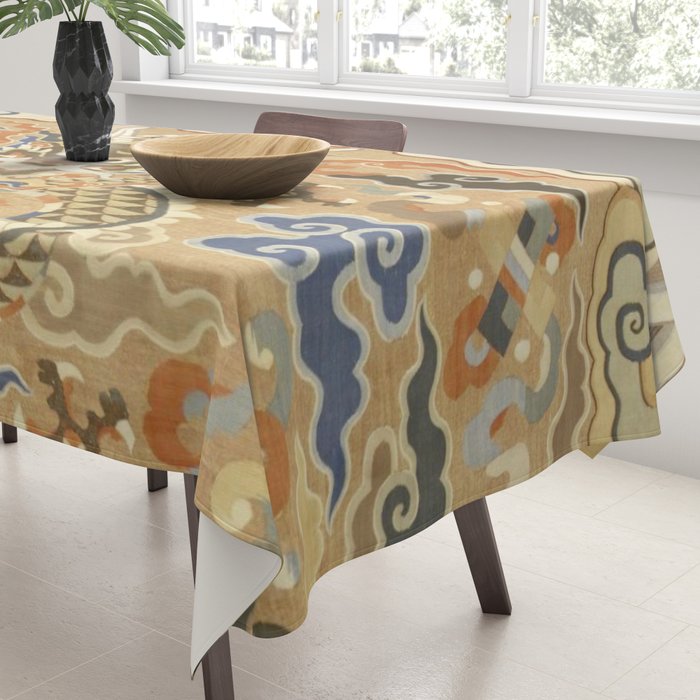 Antique 17th Century Golden Chinese Dragon Tablecloth Gallery Image 3