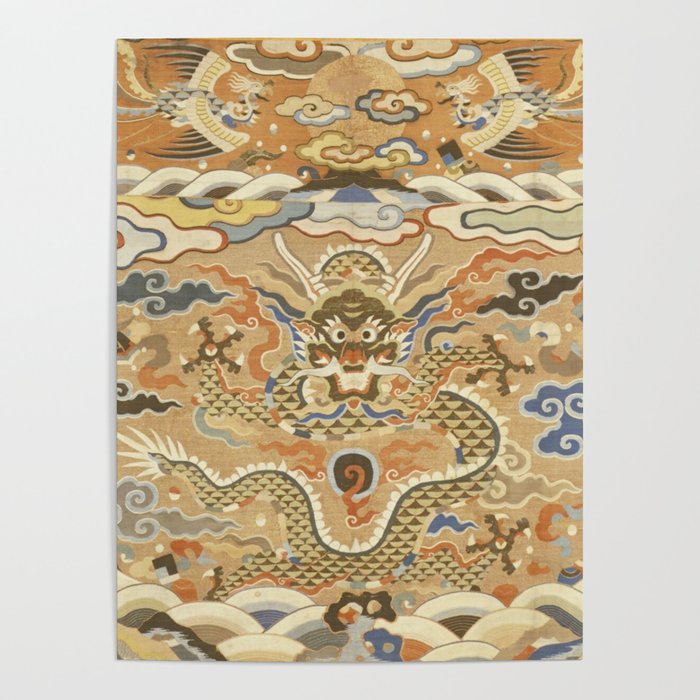 Antique 17th Century Golden Chinese Dragon Poster Gallery Image 4