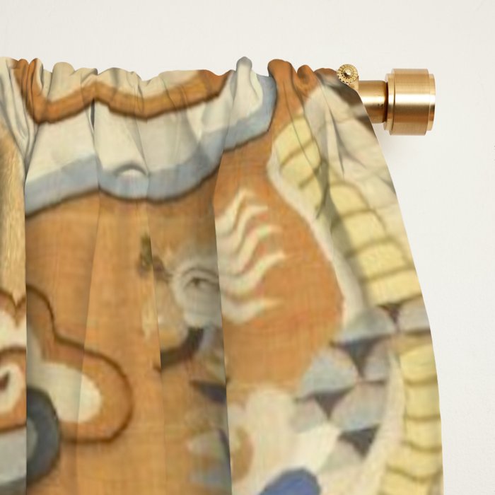 Antique 17th Century Golden Chinese Dragon Window Curtain Gallery Image 2