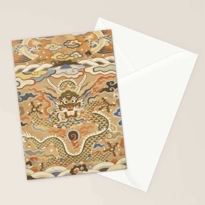 Antique 17th Century Golden Chinese Dragon Stationery Card Gallery Image 2