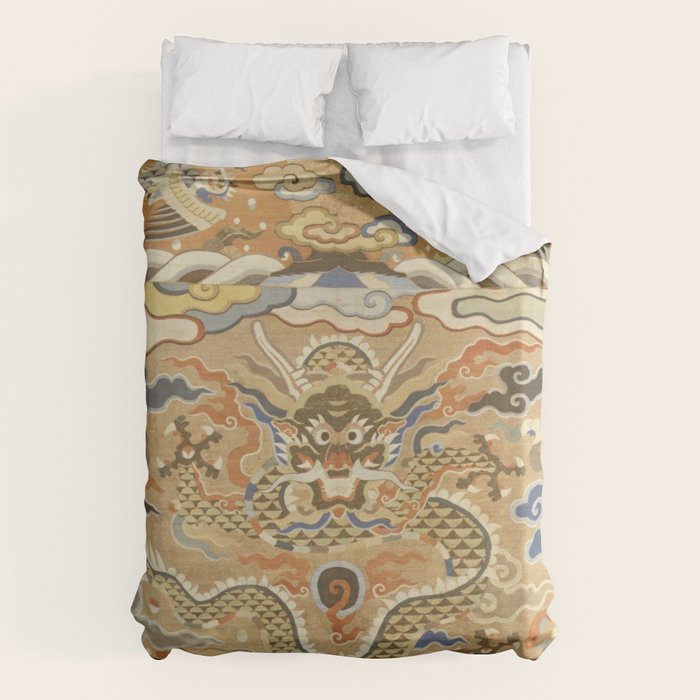 Antique 17th Century Golden Chinese Dragon Duvet Cover Gallery Image 6