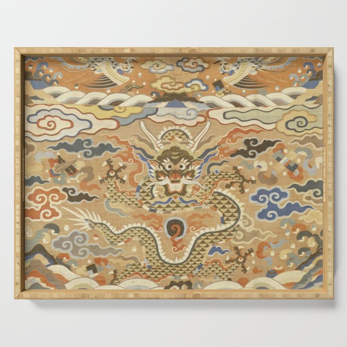 Antique 17th Century Golden Chinese Dragon Serving Tray Gallery Image 1