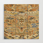 Antique 17th Century Golden Chinese Dragon Wood Wall Art Gallery Image 1