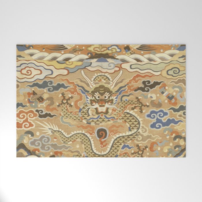 Antique 17th Century Golden Chinese Dragon Welcome Mat Gallery Image 1