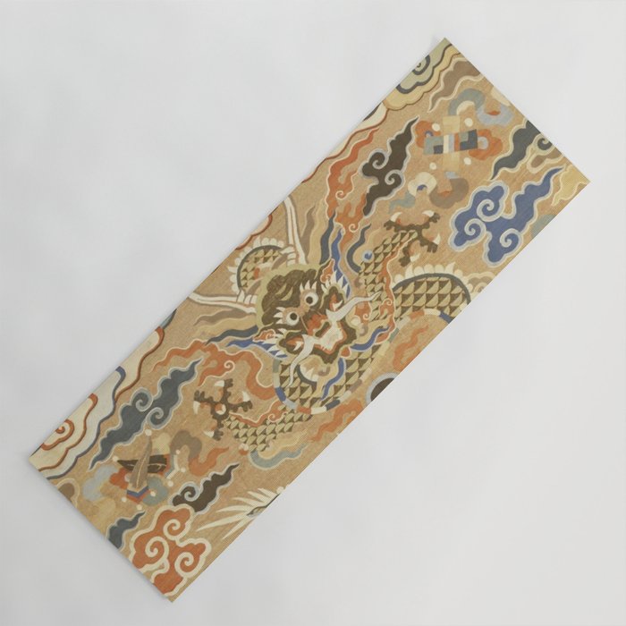 Antique 17th Century Golden Chinese Dragon Yoga Mat Gallery Image 1