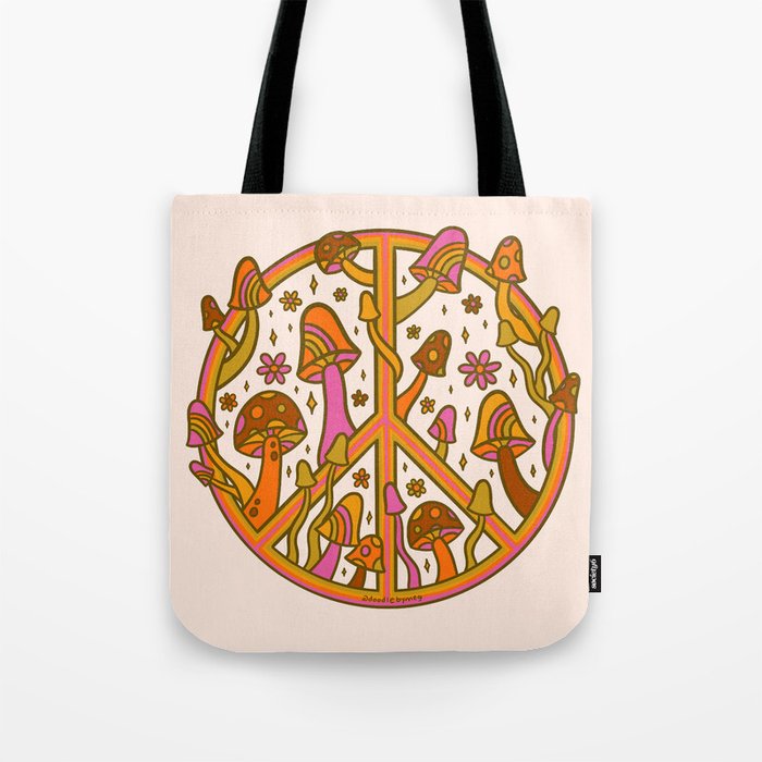 Mushroom Peace Sign Tote Bag Gallery Image 1
