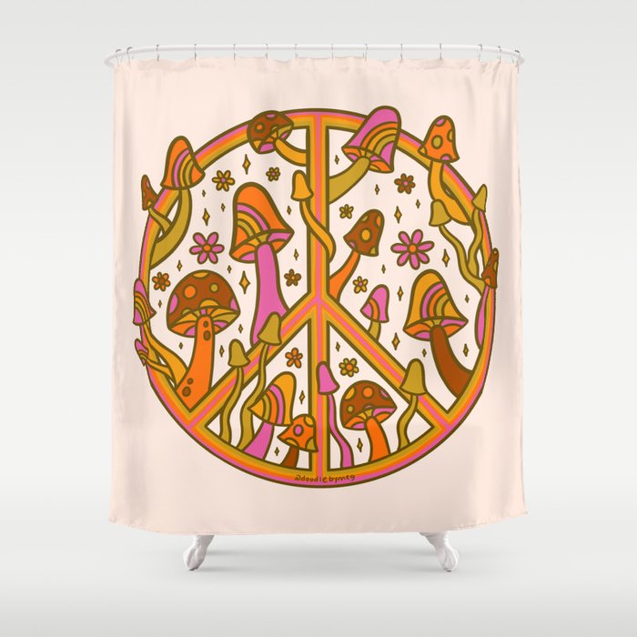 Mushroom Peace Sign Shower Curtain Gallery Image 1
