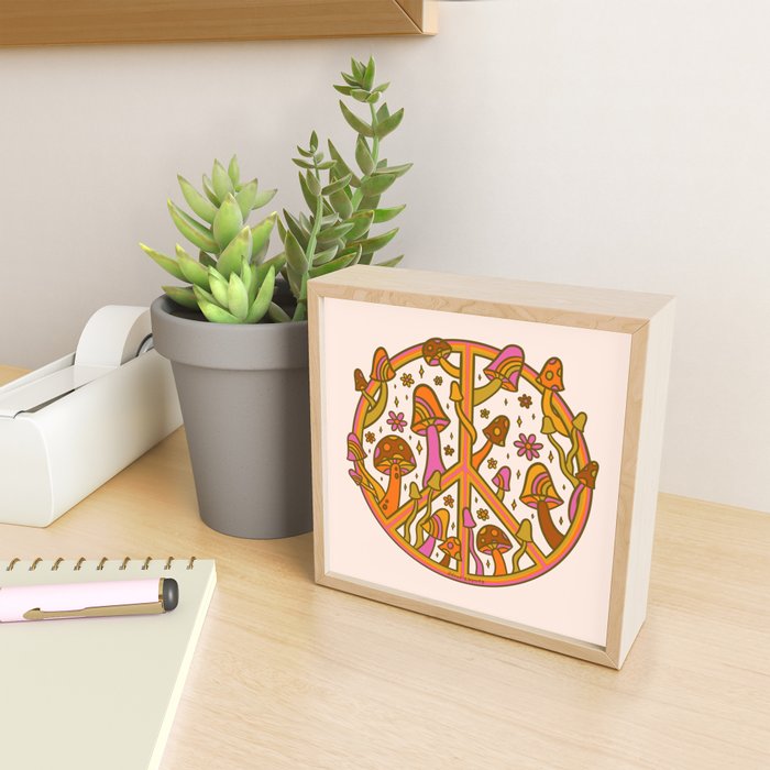 Mushroom Peace Sign Mini Art Print Gallery Image 2