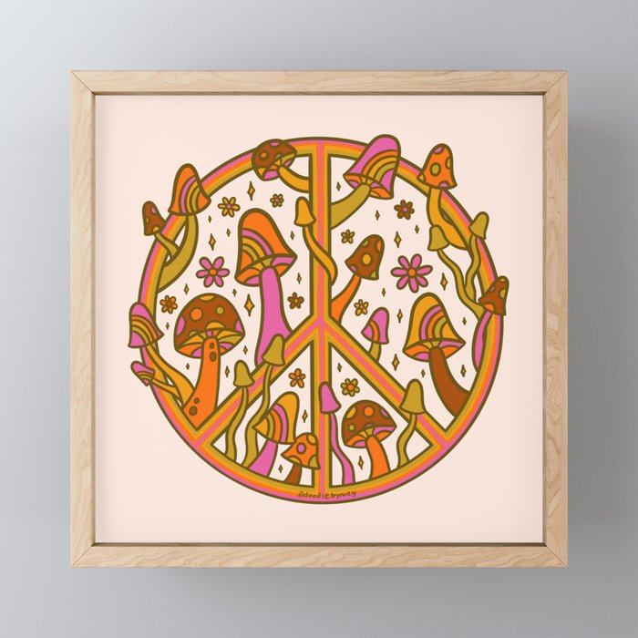 Mushroom Peace Sign Mini Art Print Gallery Image 1