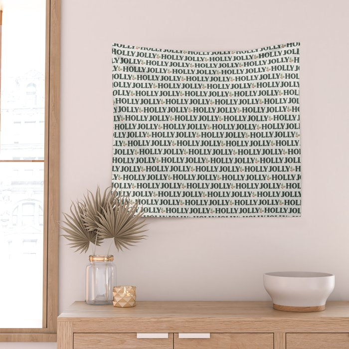 Holly Jolly Neutral Wall Tapestry Gallery Image 2