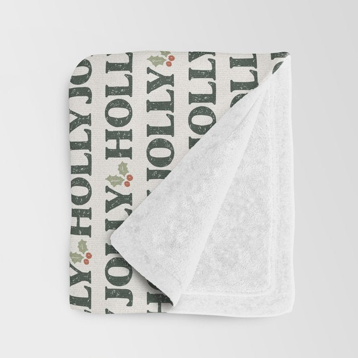 Holly Jolly Neutral Throw Blanket Gallery Image 3
