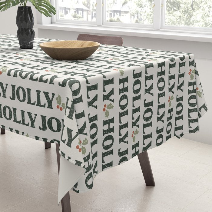Holly Jolly Neutral Tablecloth Gallery Image 3