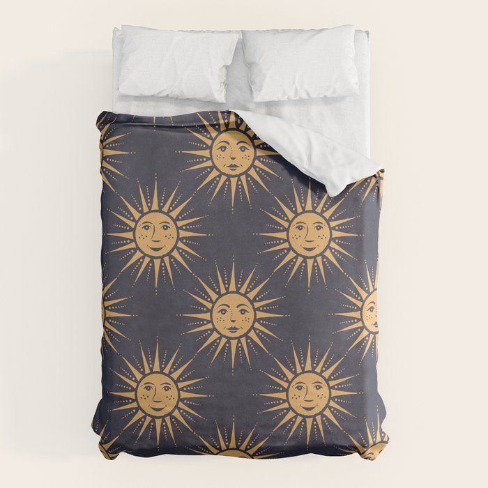 Freckled Suns - blue and gold Duvet Cover Gallery Image 1