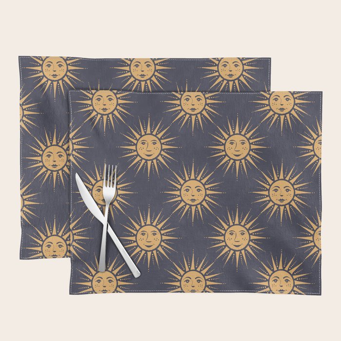 Freckled Suns - blue and gold Placemat Gallery Image 1