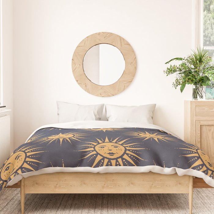 Freckled Suns - blue and gold Duvet Cover Gallery Image 3