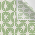 Mid Century Modern Atomic Stars Retro Starburst Pattern in Light Sage Green and Cream Wall Tapestry Gallery Image 3