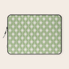 Mid Century Modern Atomic Stars Retro Starburst Pattern in Light Sage Green and Cream Laptop Sleeve Gallery Image 1