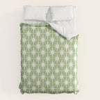 Mid Century Modern Atomic Stars Retro Starburst Pattern in Light Sage Green and Cream Duvet Cover Gallery Image 6