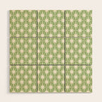 Mid Century Modern Atomic Stars Retro Starburst Pattern in Light Sage Green and Cream Wood Wall Art Gallery Image 1