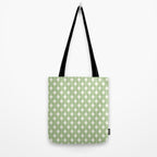 Mid Century Modern Atomic Stars Retro Starburst Pattern in Light Sage Green and Cream Tote Bag Gallery Image 2