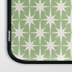 Mid Century Modern Atomic Stars Retro Starburst Pattern in Light Sage Green and Cream Laptop Sleeve Gallery Image 3