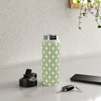 Mid Century Modern Atomic Stars Retro Starburst Pattern in Light Sage Green and Cream Water Bottle Gallery Image 4