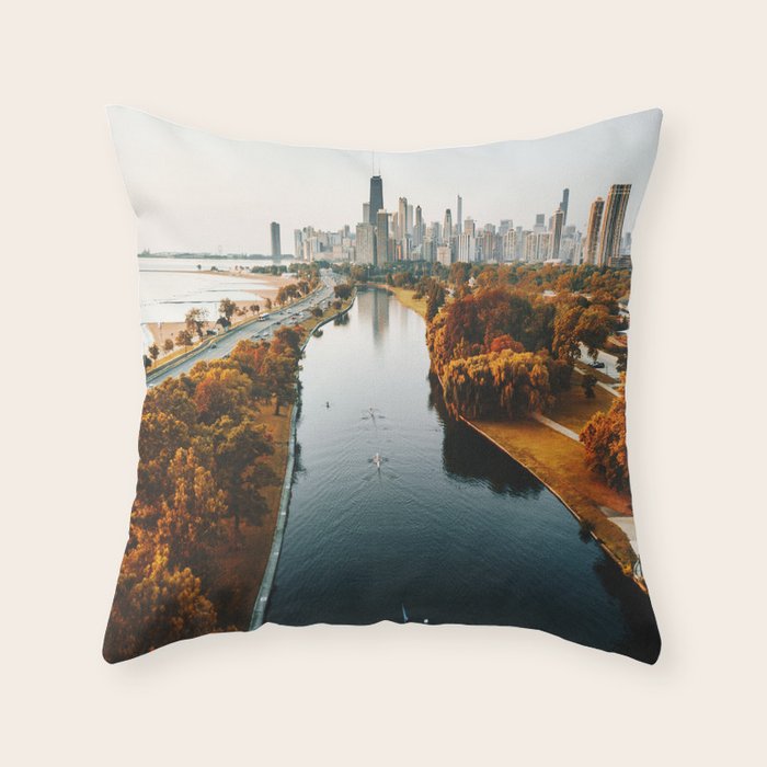 chicago aerial view Throw Pillow Gallery Image 6