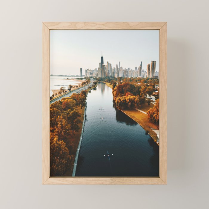 chicago aerial view Mini Art Print