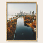 chicago aerial view Serving Tray Gallery Image 1