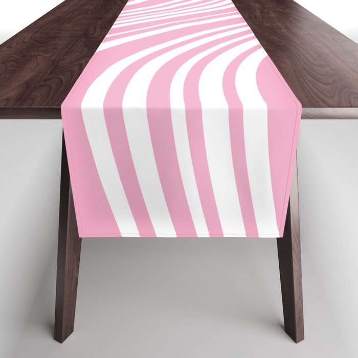 Wavy Stripes XXXI - Pastel Pink  Table Runner Gallery Image 1