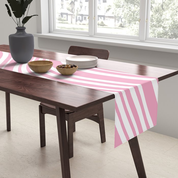 Wavy Stripes XXXI - Pastel Pink  Table Runner Gallery Image 2