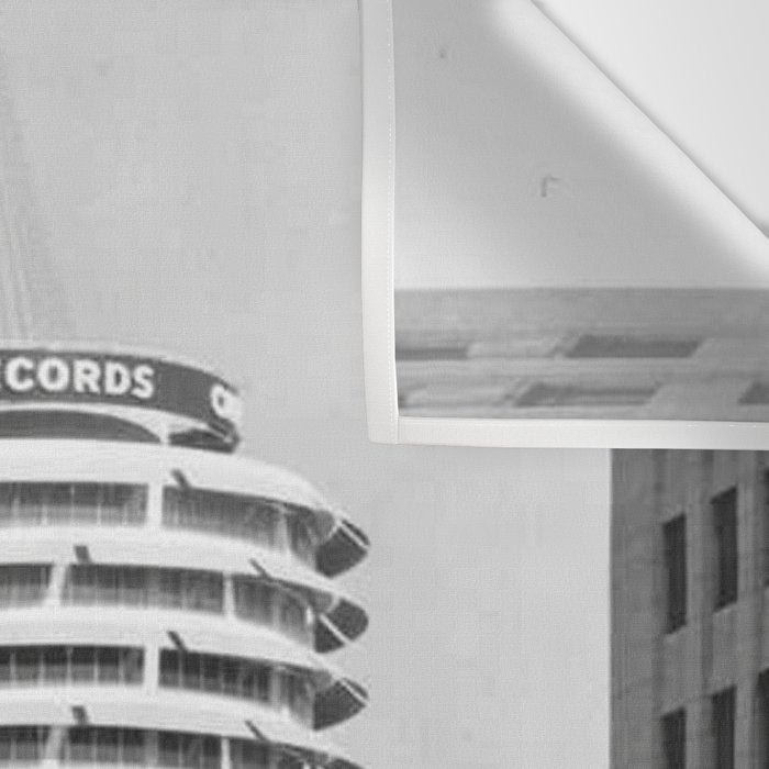 Capital Records Building, Los Angeles, California black and white photograph / black and white photography Wall Tapestry Gallery Image 3