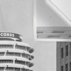 Capital Records Building, Los Angeles, California black and white photograph / black and white photography Wall Tapestry Gallery Image 3