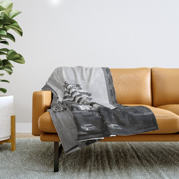 Capital Records Building, Los Angeles, California black and white photograph / black and white photography Throw Blanket Gallery Image 1