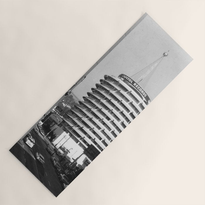 Capital Records Building, Los Angeles, California black and white photograph / black and white photography Yoga Mat Gallery Image 1