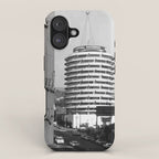 Capital Records Building, Los Angeles, California black and white photograph / black and white photography iPhone Case Gallery Image 1