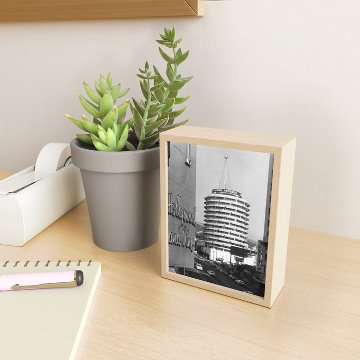 Capital Records Building, Los Angeles, California black and white photograph / black and white photography Mini Art Print Gallery Image 2