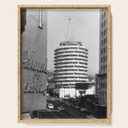 Capital Records Building, Los Angeles, California black and white photograph / black and white photography Serving Tray Gallery Image 1