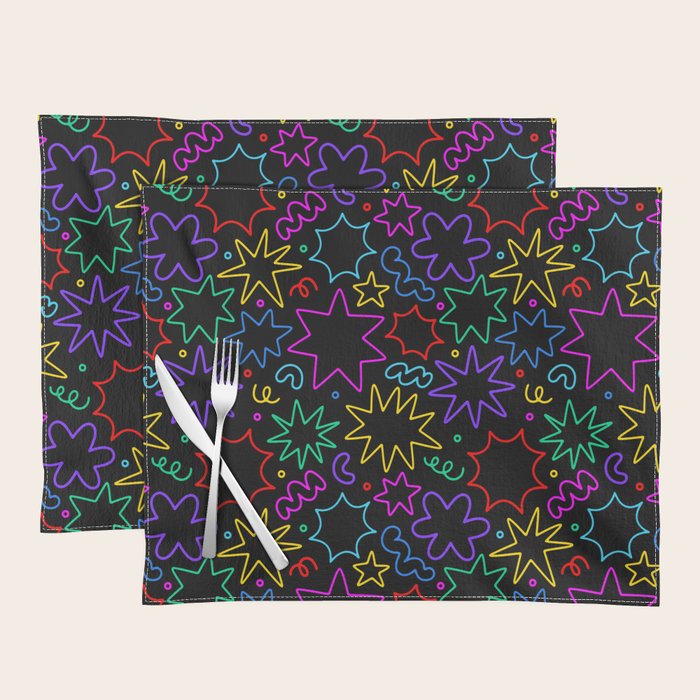 Colorful fun star doodle pattern Placemat Gallery Image 1
