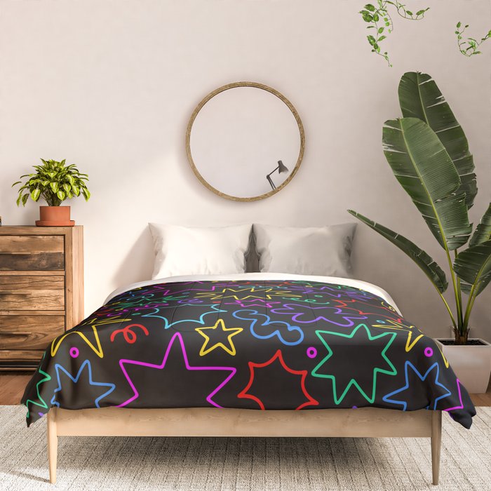 Colorful fun star doodle pattern Comforter Gallery Image 3