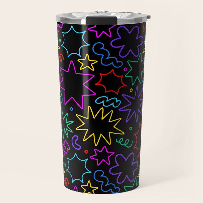 Colorful fun star doodle pattern Travel Mug Gallery Image 1