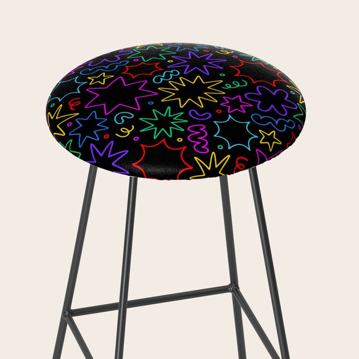 Colorful fun star doodle pattern Stool Gallery Image 2