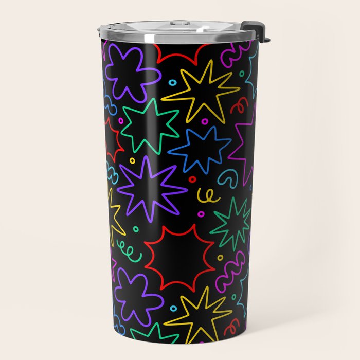Colorful fun star doodle pattern Travel Mug Gallery Image 2